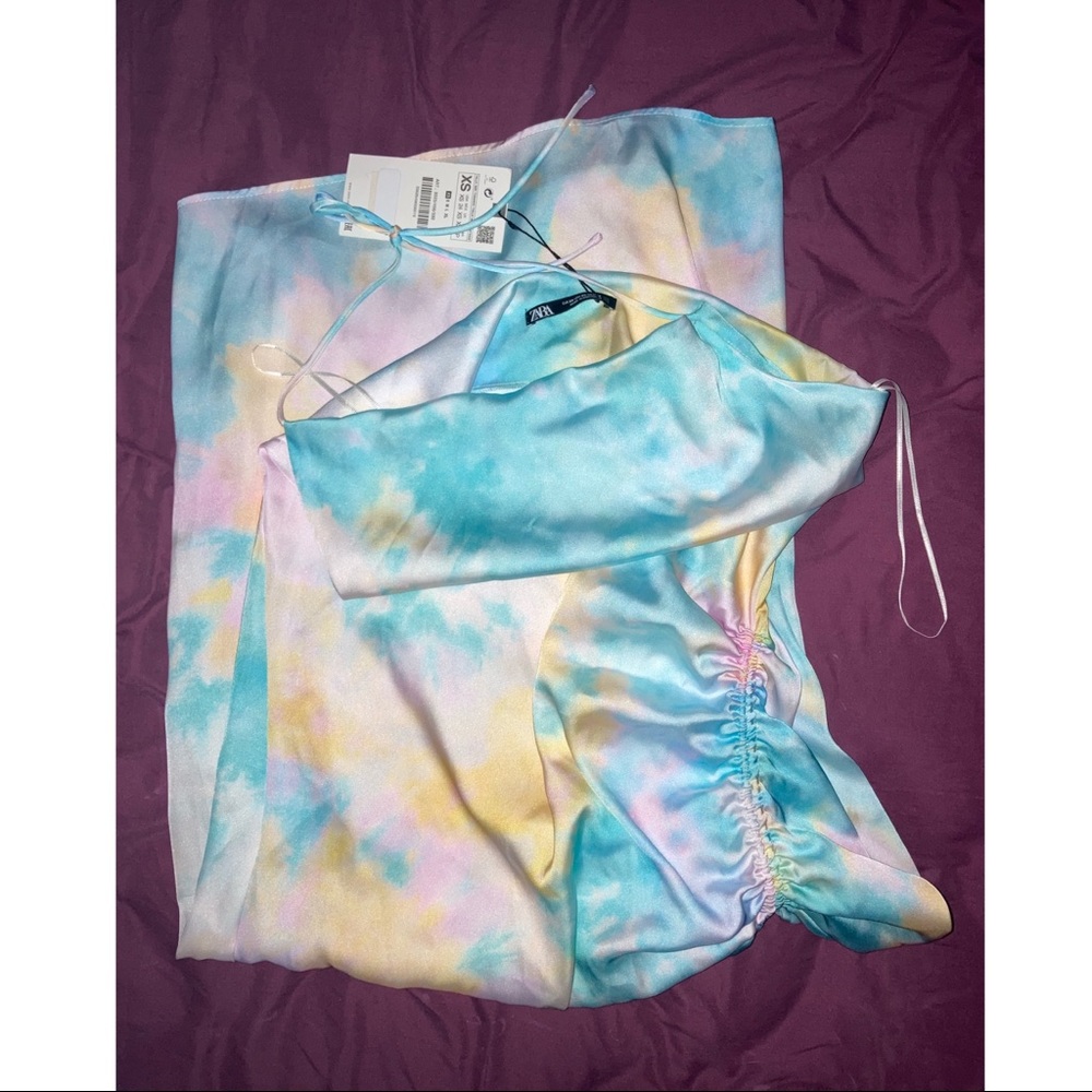 ZARA TIE DYE SATIN DRESS - Picture 3 of 4